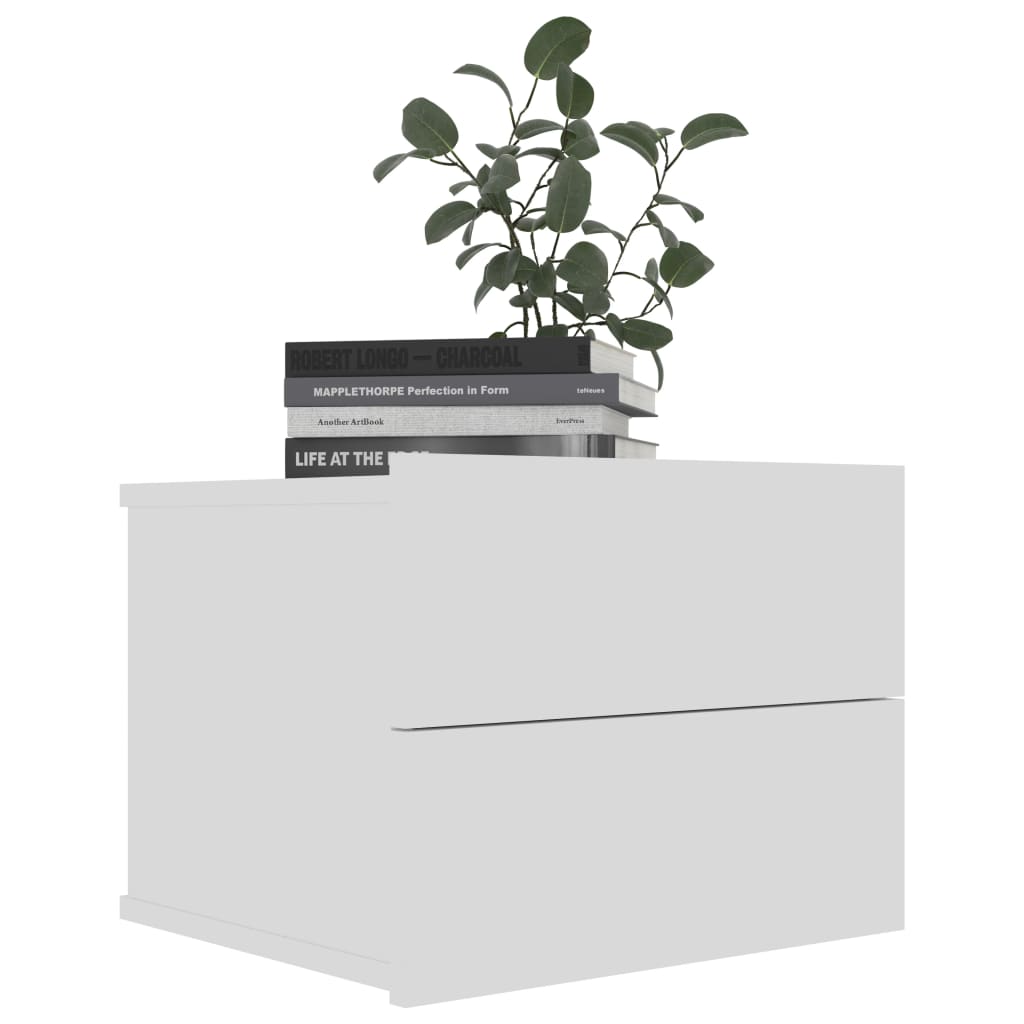 Nattbord 2 stk hvit 40x30x30 cm konstruert tre