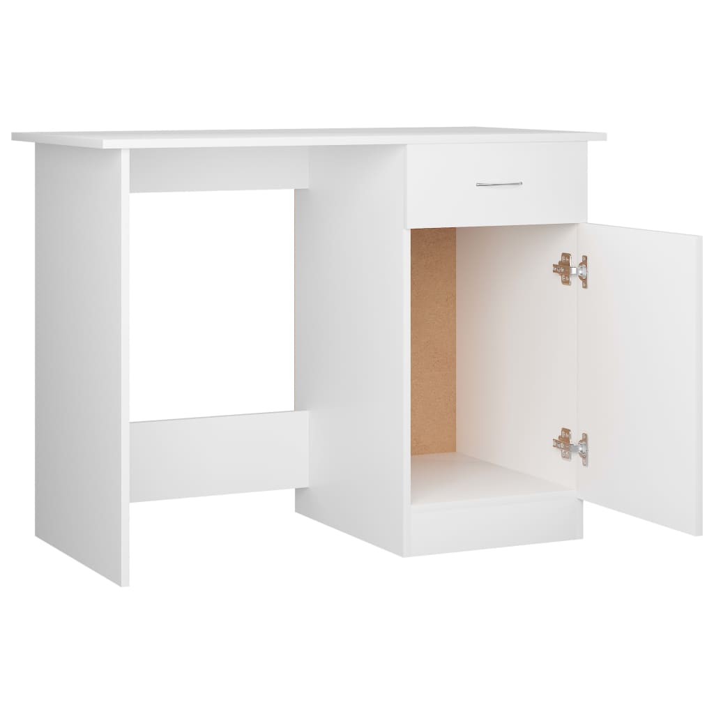 Skrivebord hvit 100x50x76 cm konstruert tre