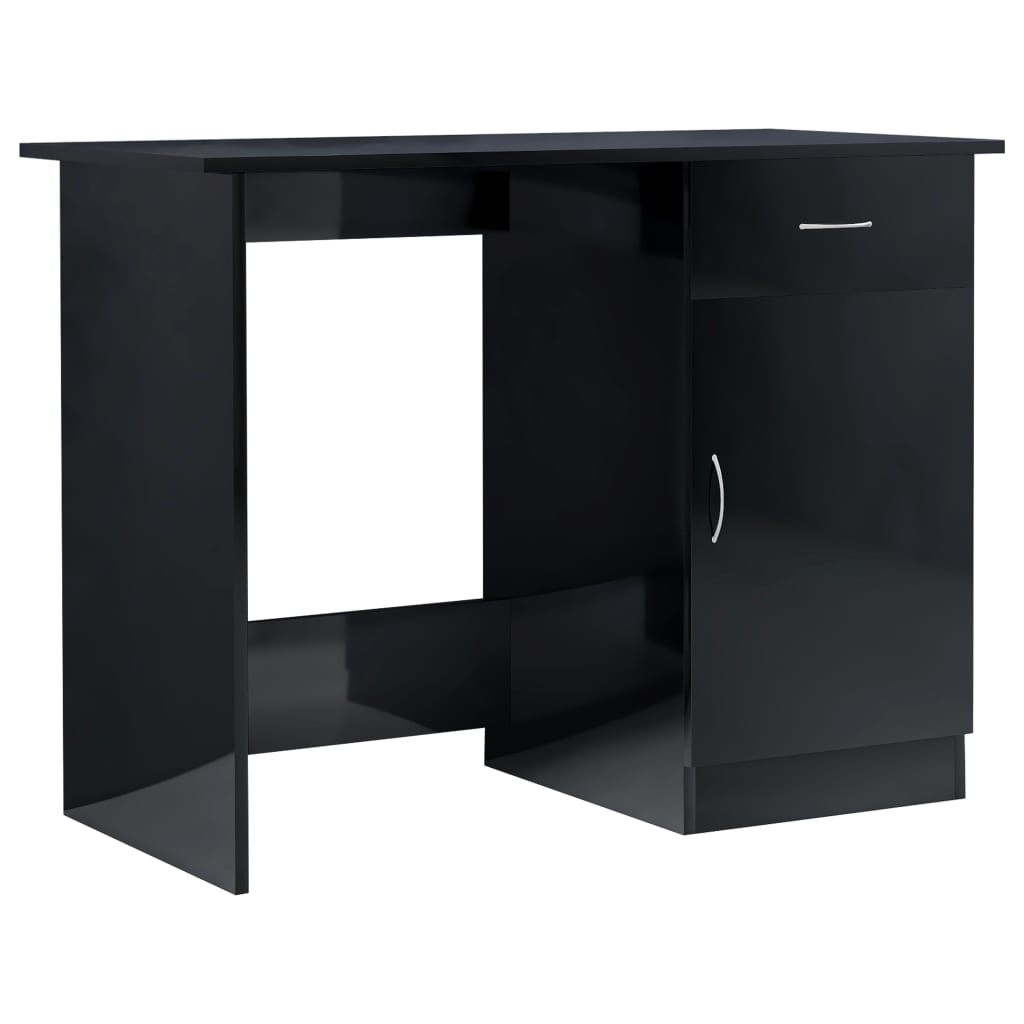 Skrivebord høyglans svart 100x50x76 cm sponplate