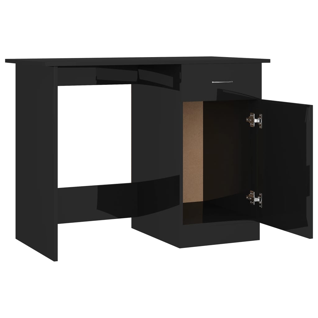 Skrivebord høyglans svart 100x50x76 cm sponplate