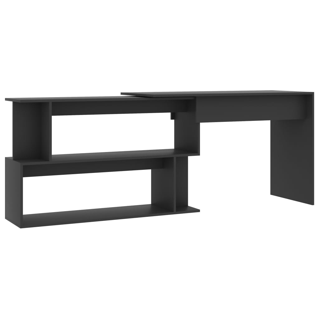 Hjørneskrivebord grå 200x50x76 cm sponplate