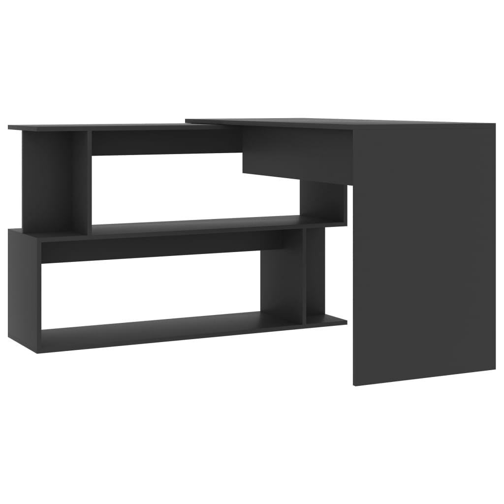 Hjørneskrivebord grå 200x50x76 cm sponplate