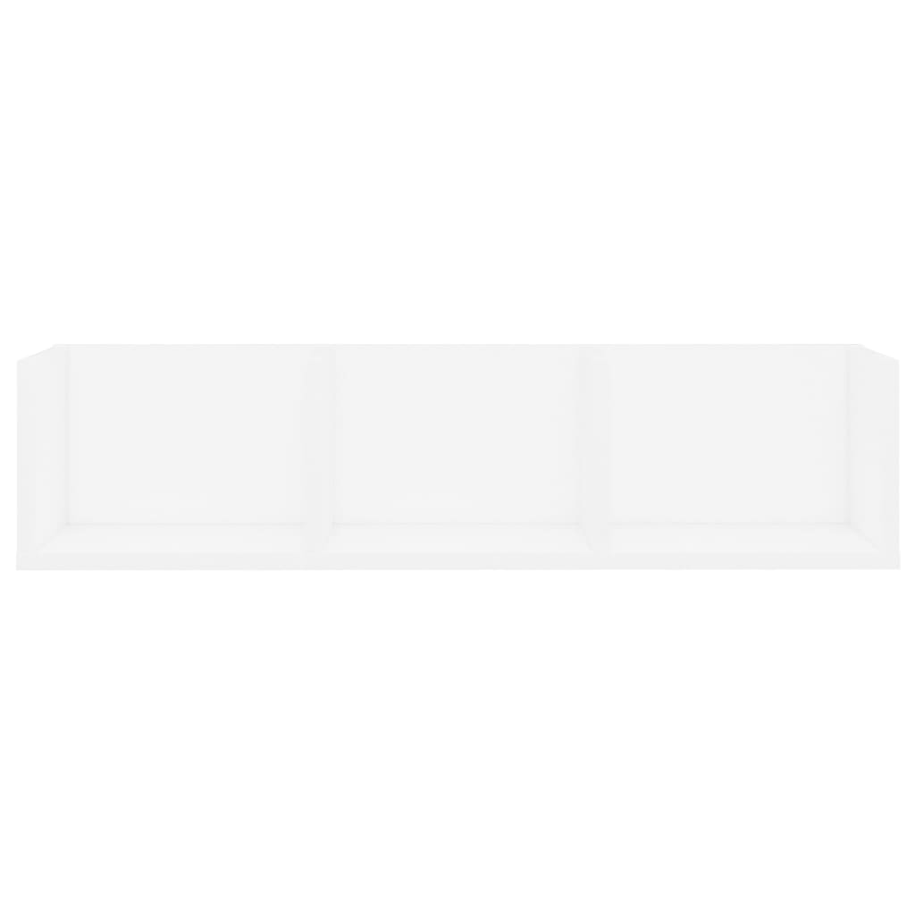 Veggmontert CD-hylle hvit 75x18x18 cm konstruert tre