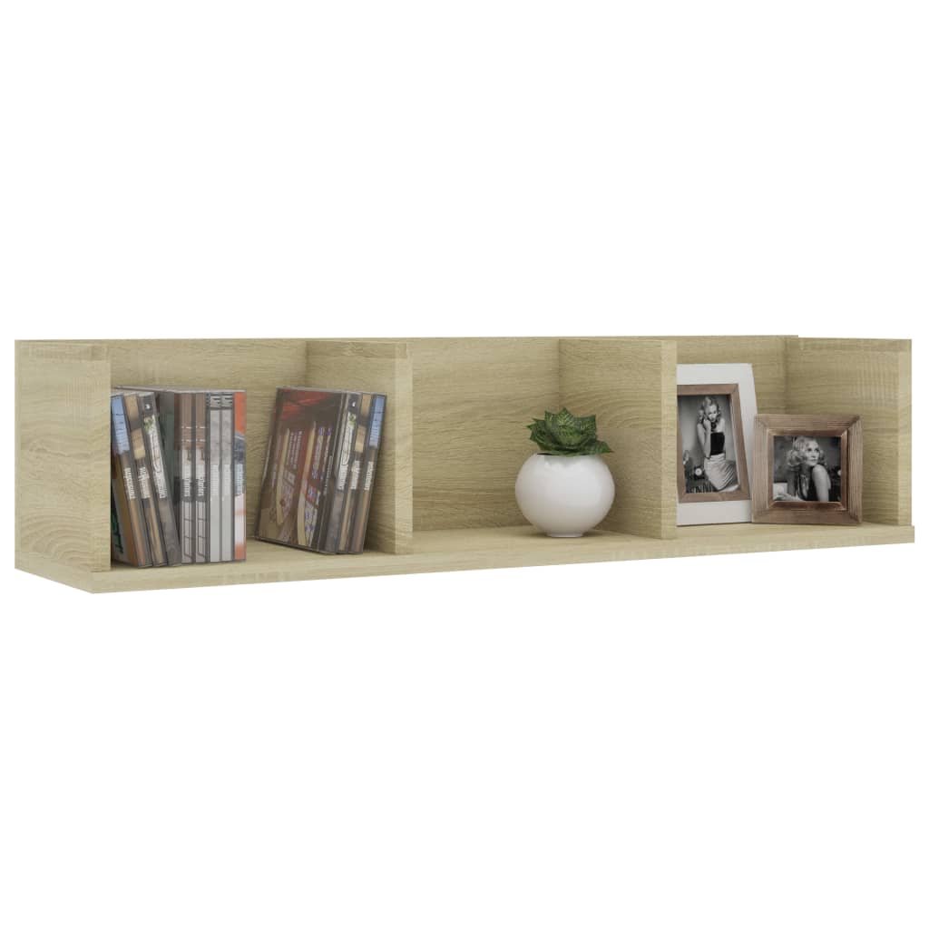 Veggmontert CD-hylle sonoma eik 75x18x18 cm konstruert tre