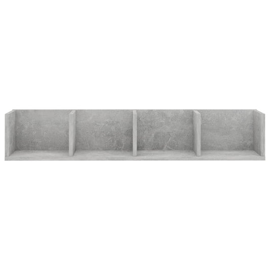 Veggmontert CD-hylle betonggrå 100x18x18 cm konstruert tre