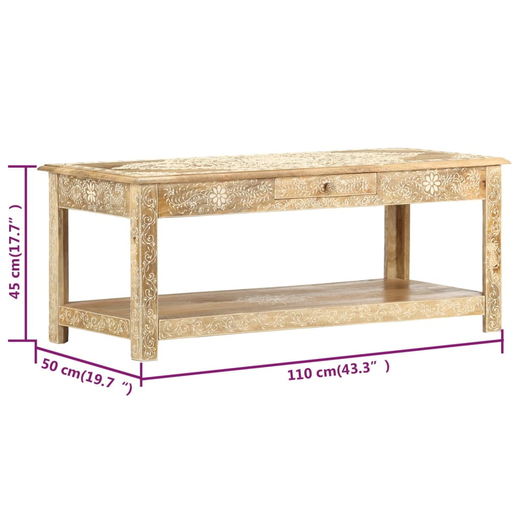 Salongbord 110x50x45 cm håndmalt heltre mango