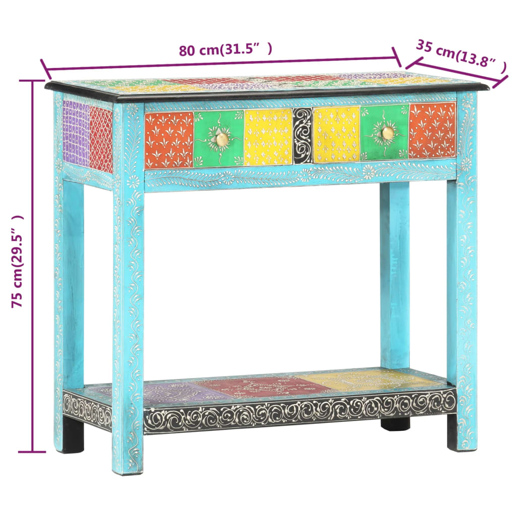 Håndmalt konsollbord 80x35x75 cm heltre mango