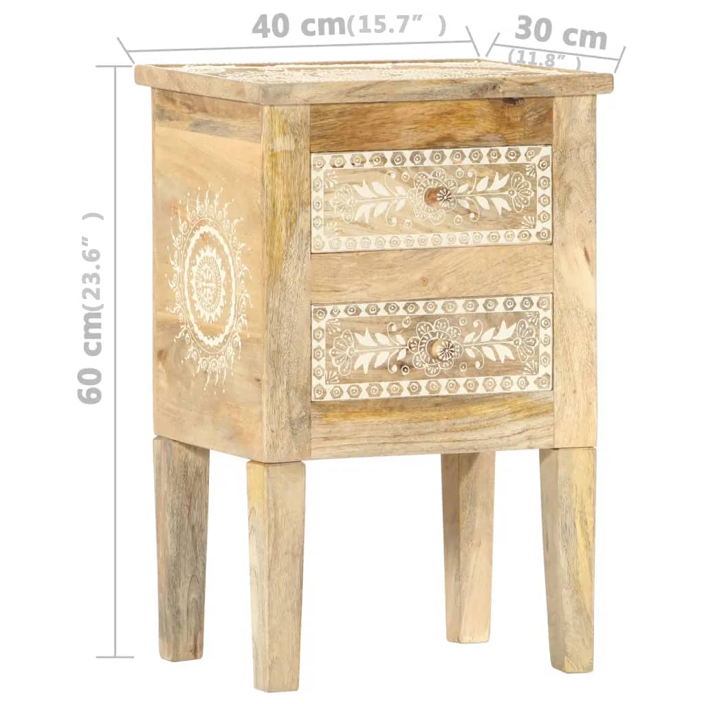 Håndmalt nattbord 40x30x60 cm heltre mango