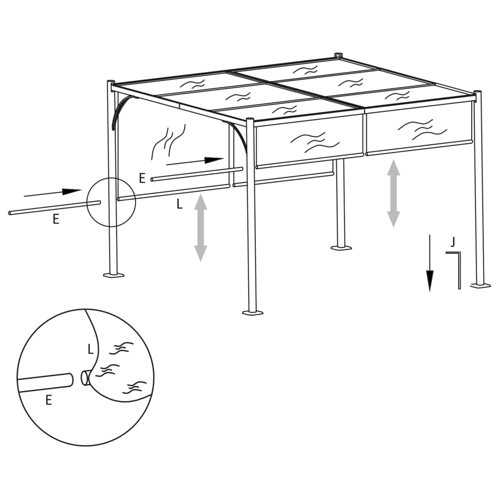 Pergola med justerbart tak kremhvit 3x3 m stål