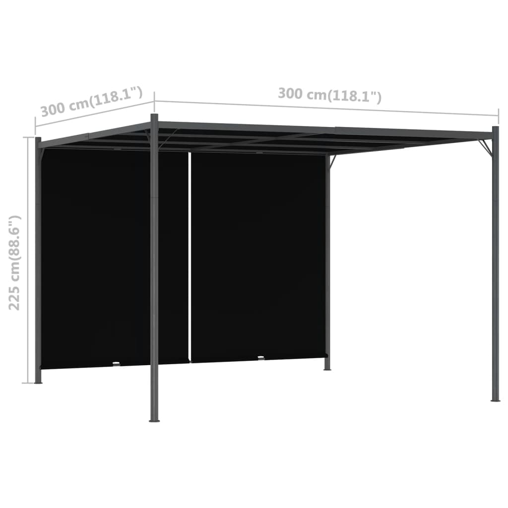Hagepergola med uttrekkbart tak 3x3 m antrasitt