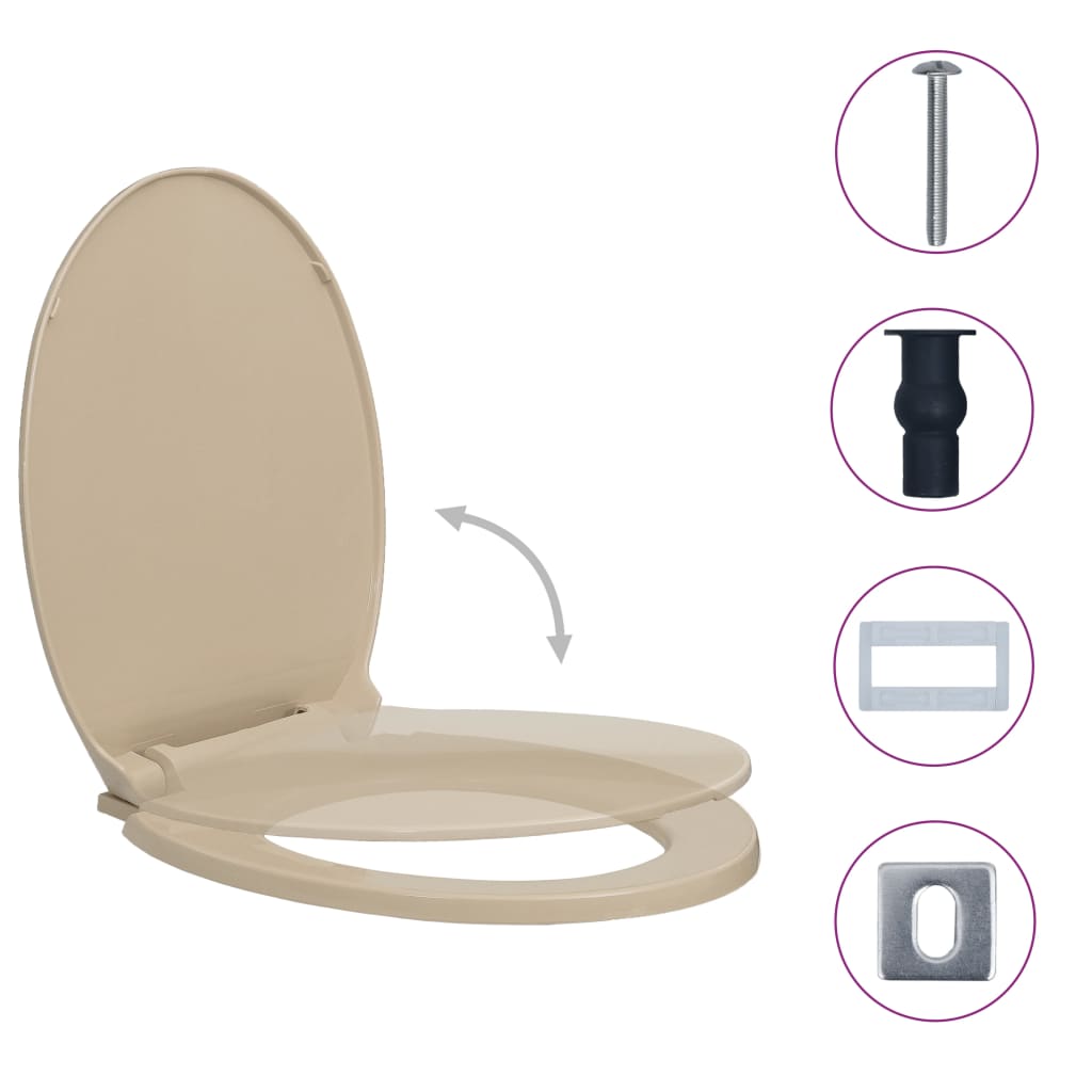 Toalettsete myktlukkende med hurtigutløsing beige oval