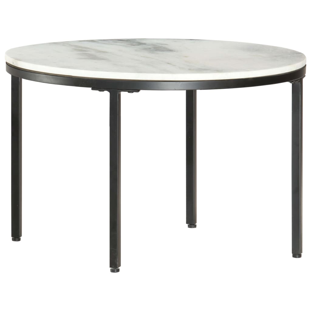 Salongbord hvit og svart Ø65 cm ekte solid marmor