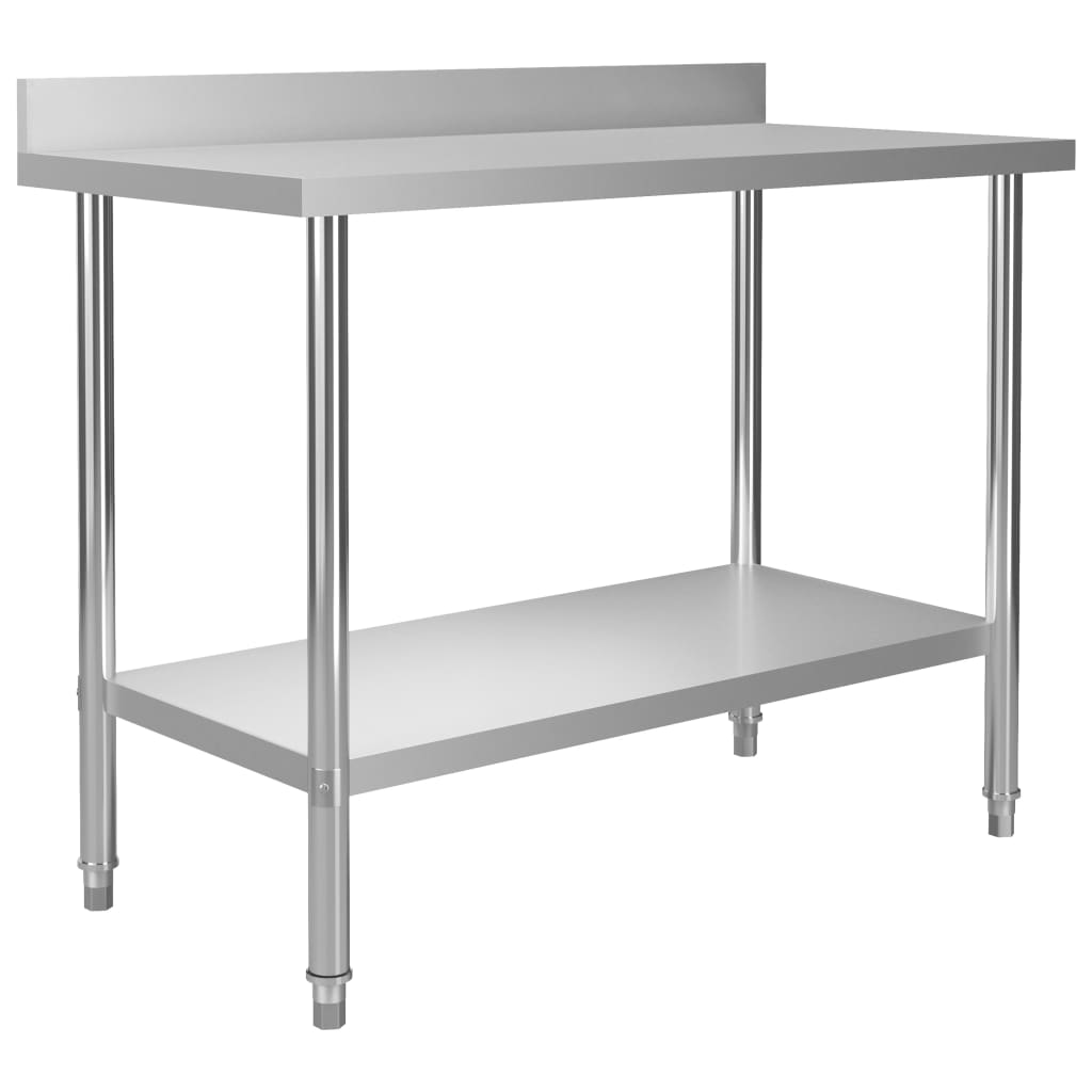 Arbeidsbord for kjøkken med bakplater 120x60x93 rustfritt stål