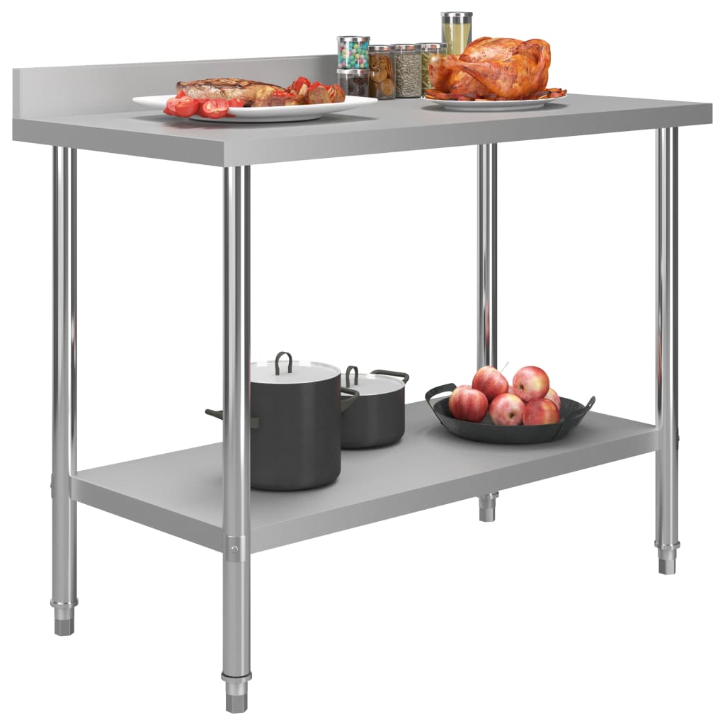Arbeidsbord for kjøkken med bakplater 120x60x93 rustfritt stål