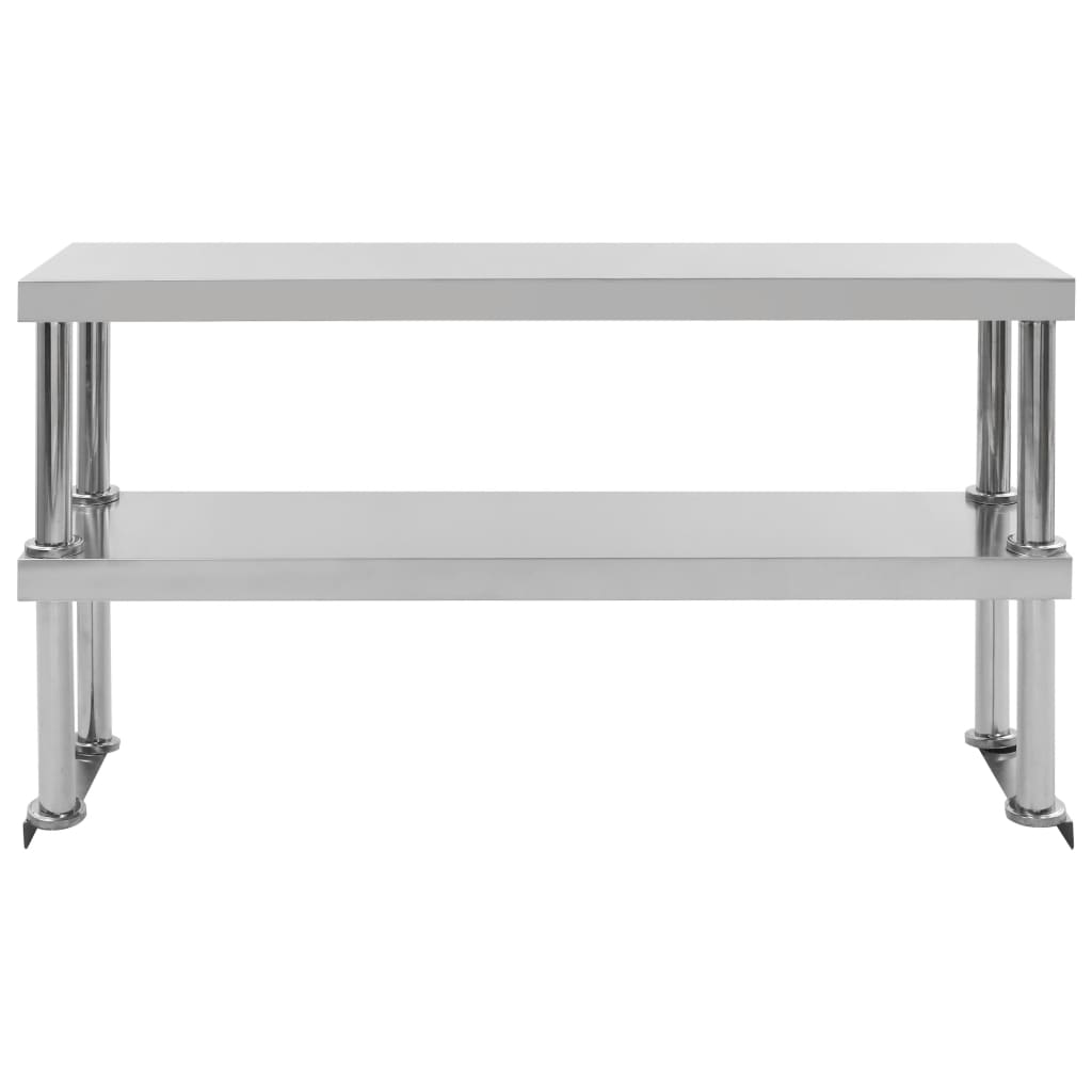 Overhylle til arbeidsbord 2 etasjer 120x30x65 cm rustfritt stål