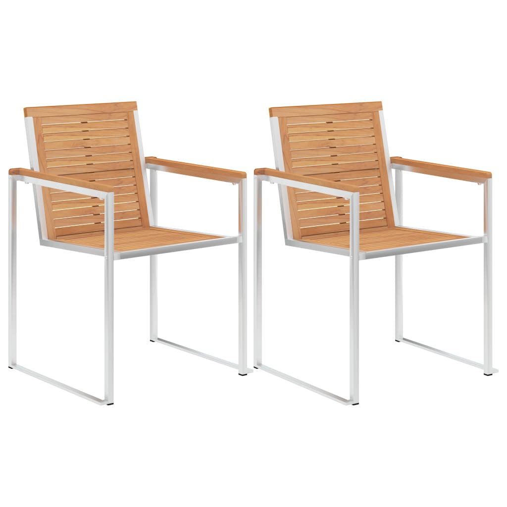 Hagestoler 2 stk heltre teak og rustfritt stål
