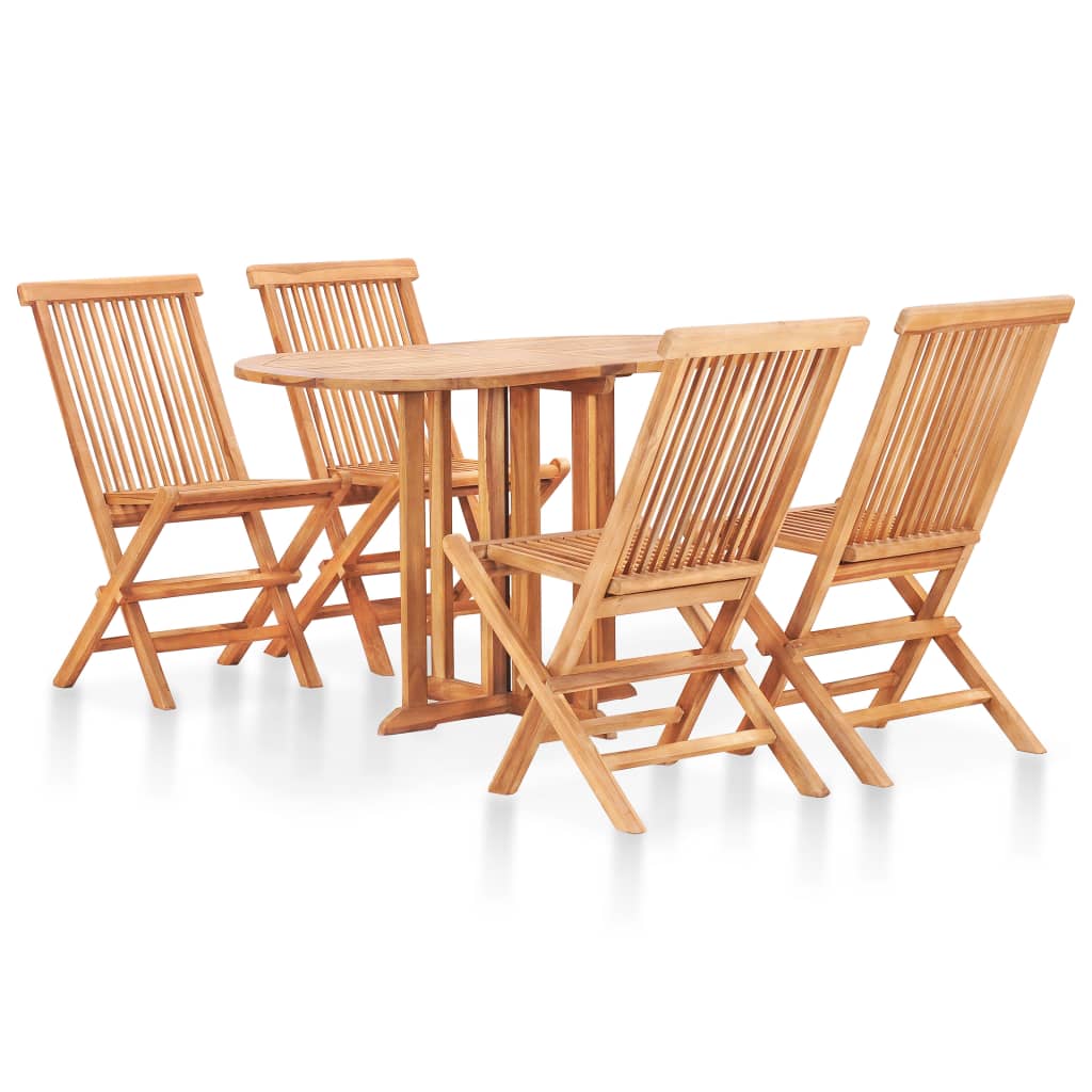 Utendørs spisestue sammenleggbar 5 deler heltre teak vidaXL