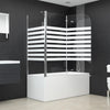 Badekarvegg 120x68x130 cm herdet glass stripet