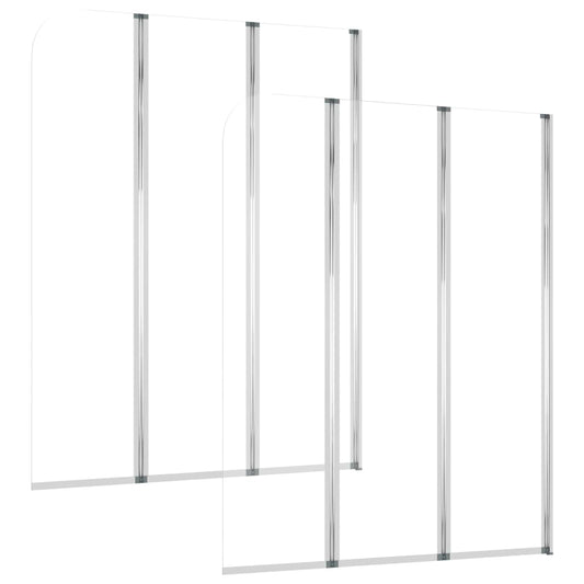 Badekarvegger 2 stk 104x130 cm herdet glass gjennomsiktig