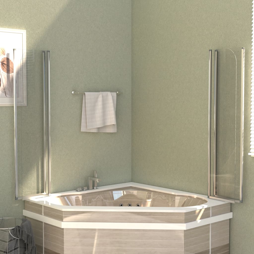 Badekarvegger 2 stk 104x130 cm herdet glass gjennomsiktig