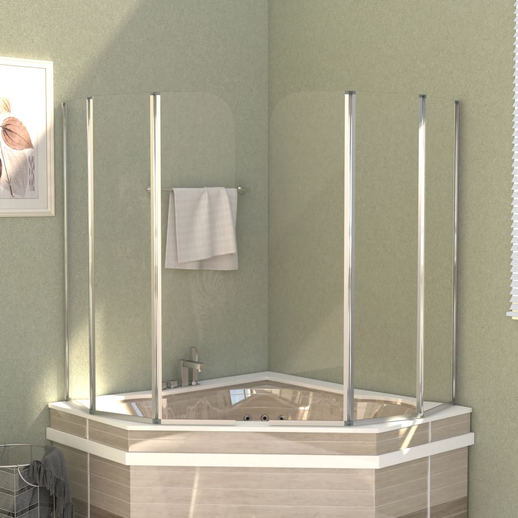 Badekarvegger 2 stk 104x130 cm herdet glass gjennomsiktig