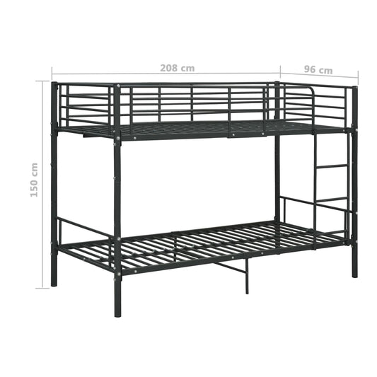 Køyeseng svart metall 90x200 cm
