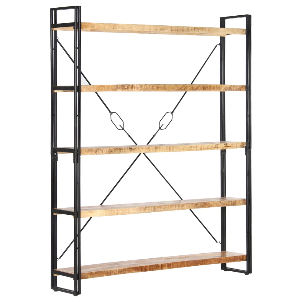 Bokhylle 5 etasjer 140x30x180 cm heltre mango