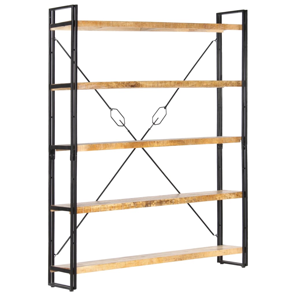 Bokhylle 5 etasjer 140x30x180 cm heltre mango