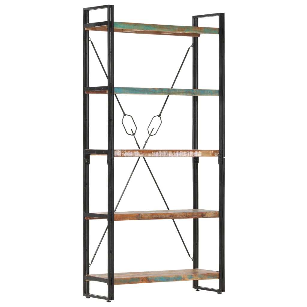Bokhylle 5 etasjer 90x30x180 cm gjenvunnet heltre
