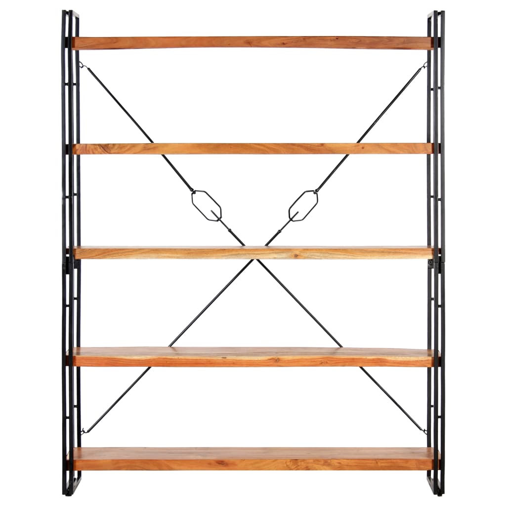 Bokhylle 5 etasjer 140x30x180 cm heltre akasie
