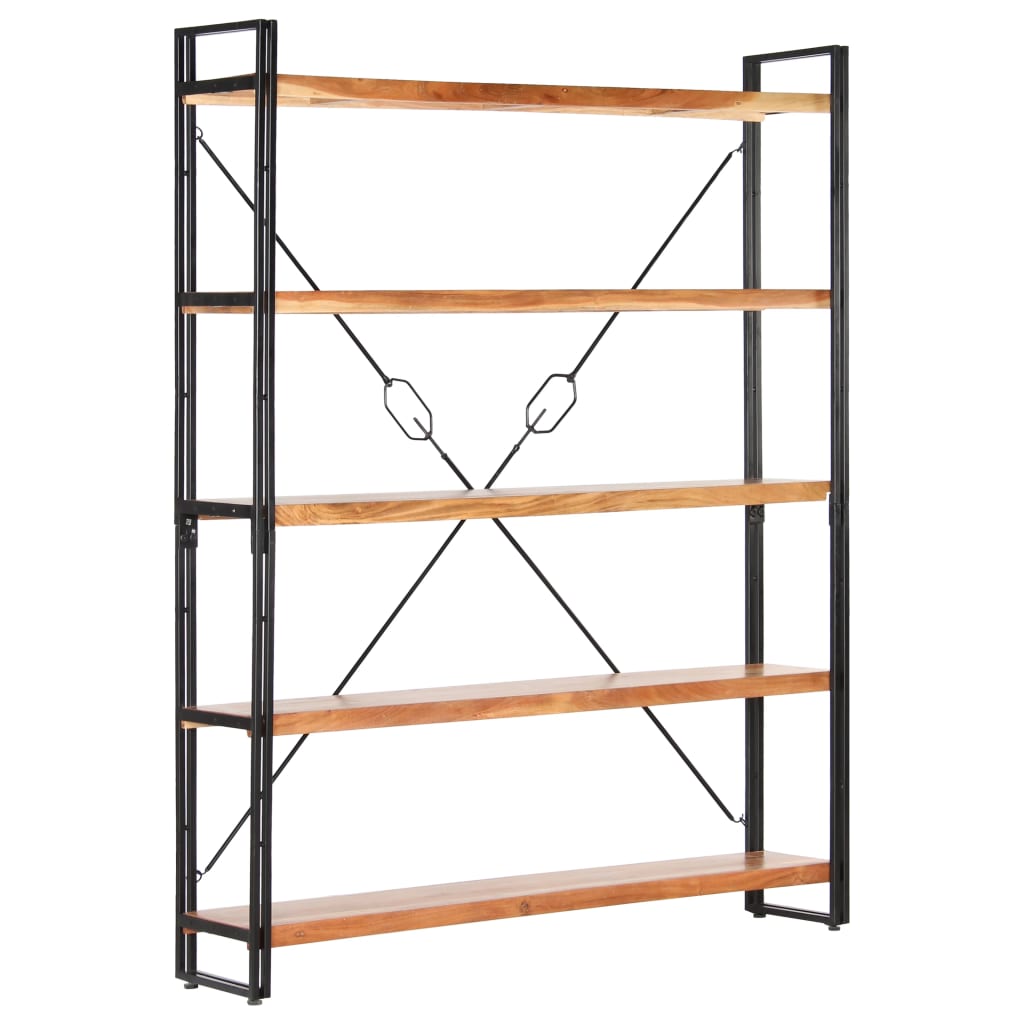 Bokhylle 5 etasjer 140x30x180 cm heltre akasie