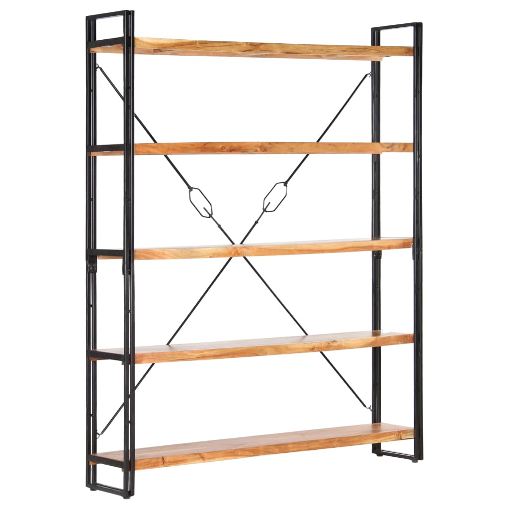 Bokhylle 5 etasjer 140x30x180 cm heltre akasie