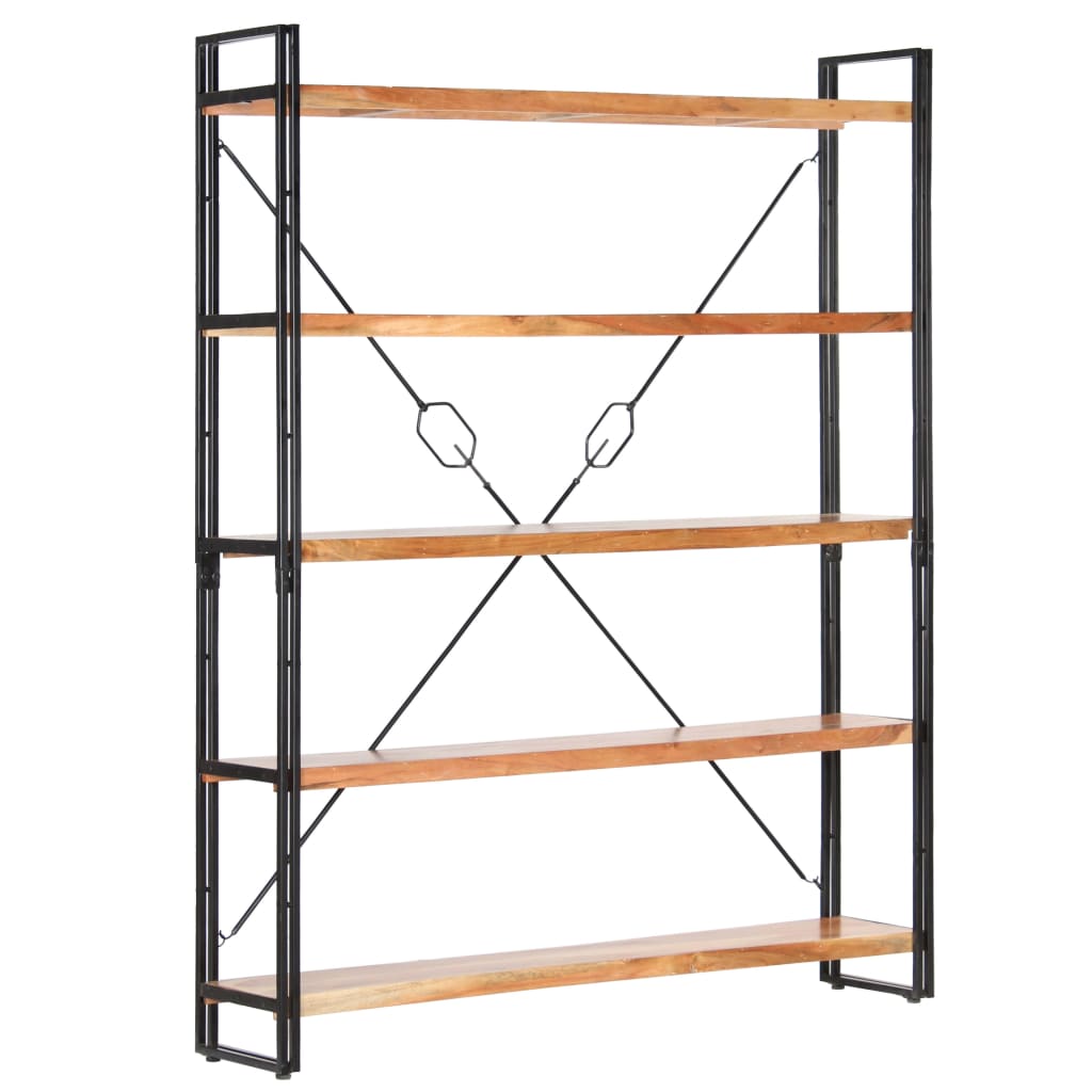 Bokhylle 5 etasjer 140x30x180 cm heltre akasie