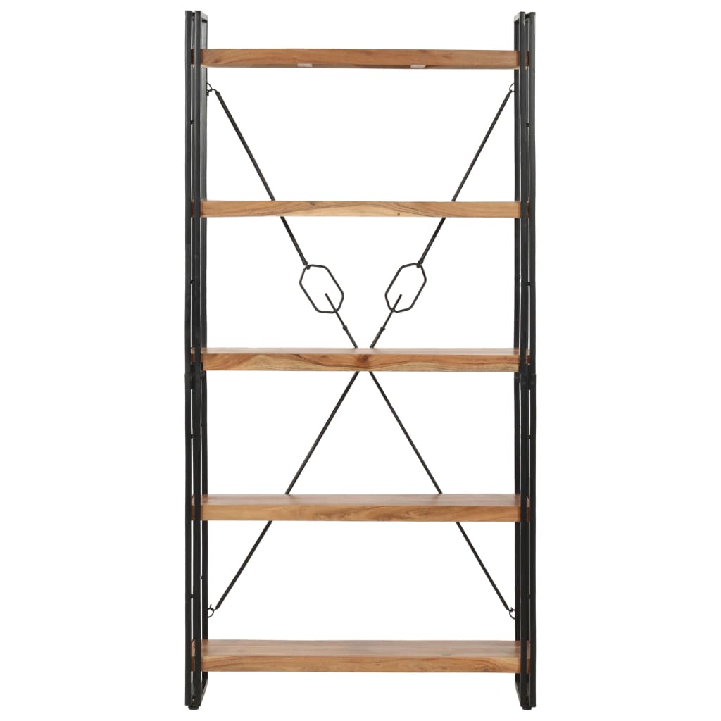Bokhylle 5 etasjer 90x30x180 cm heltre akasie