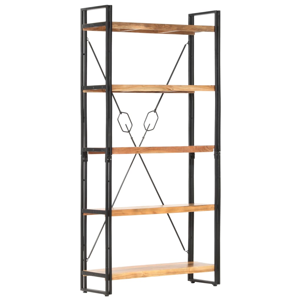 Bokhylle 5 etasjer 90x30x180 cm heltre akasie