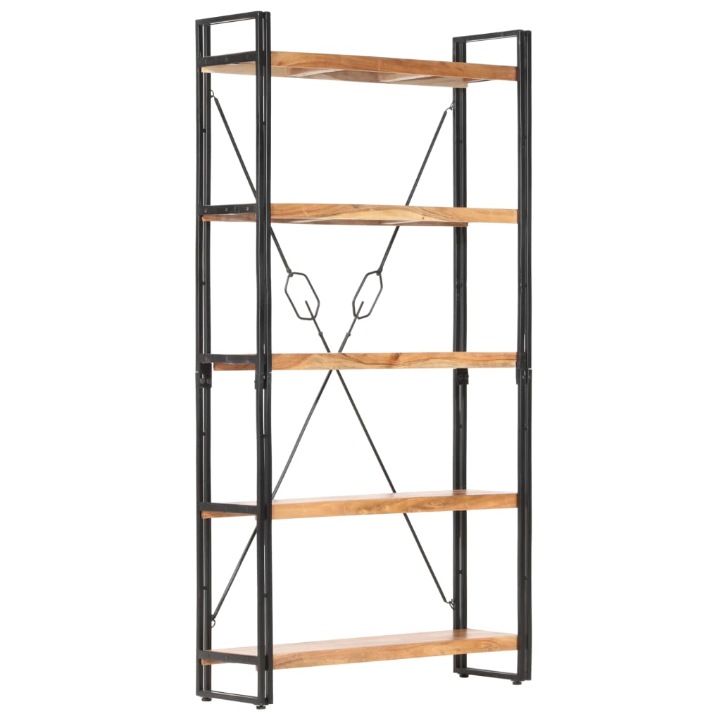 Bokhylle 5 etasjer 90x30x180 cm heltre akasie