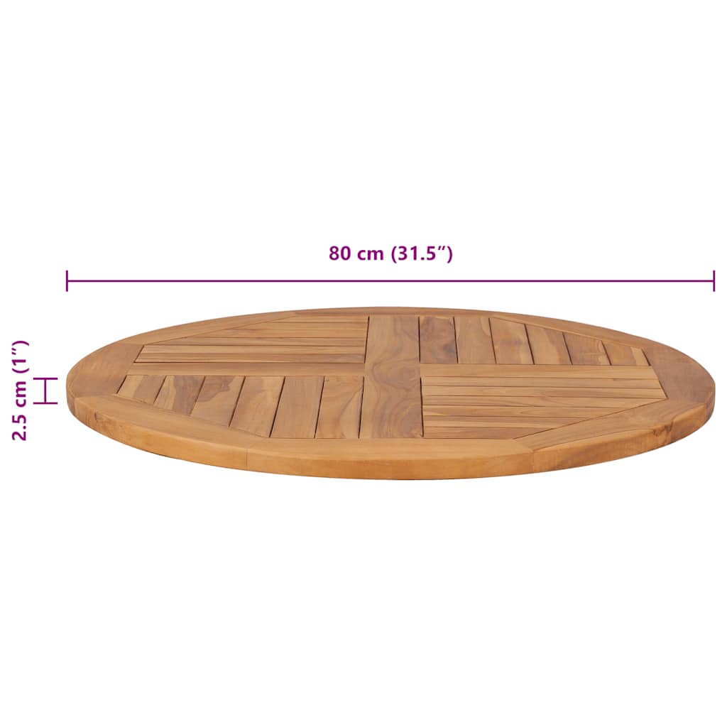 Bordplate heltre teak 2,5 cm 80 cm