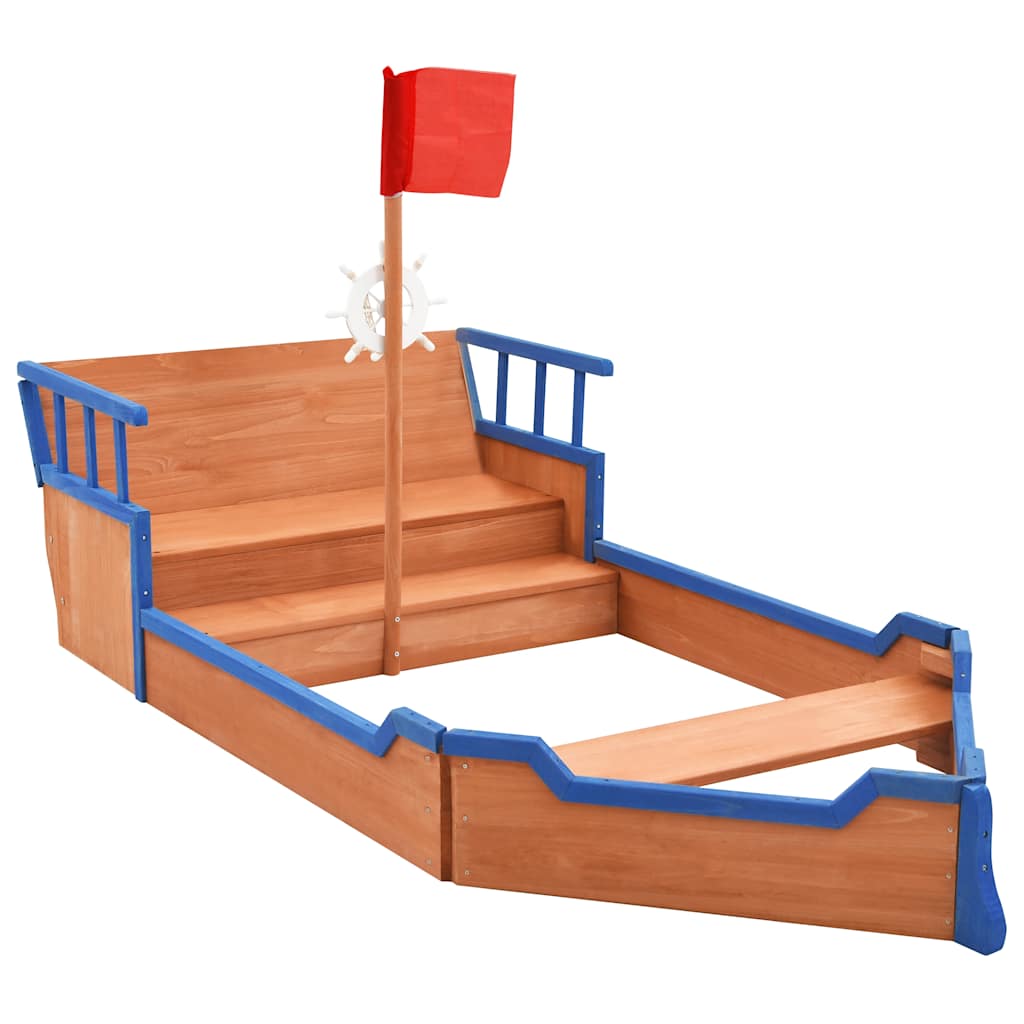 Sandkasse piratskip gran 190x94,5x101 cm