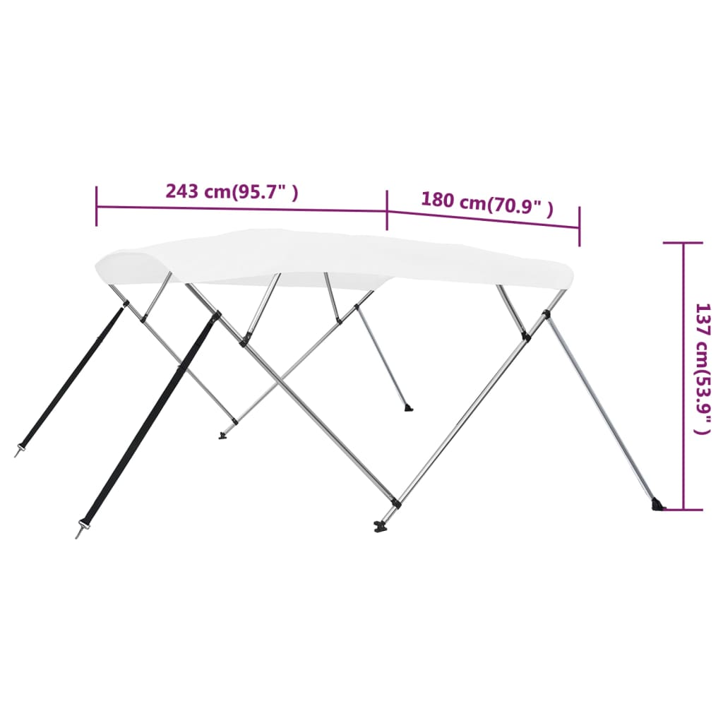 Biminitopp 4-buet hvit 243x180x137 cm