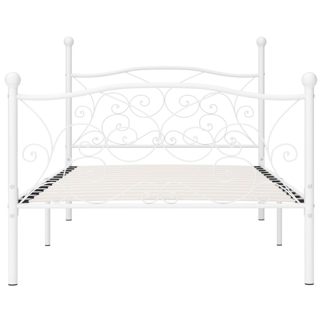 Sengeramme med spilebase hvit metall 100x200 cm