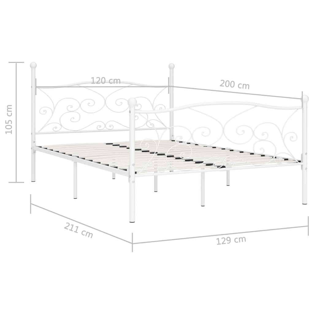 Sengeramme med spilebase hvit metall 120x200 cm