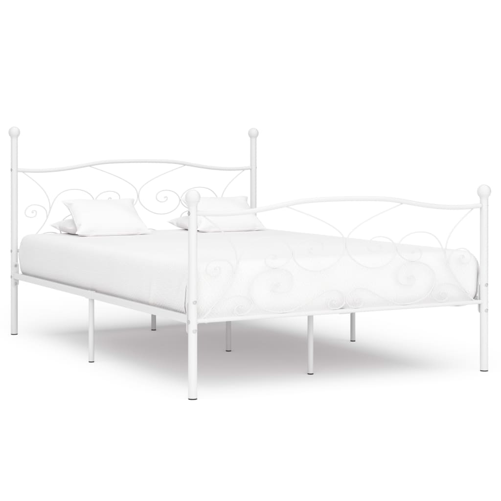 Sengeramme med spilebase hvit metall 140x200 cm