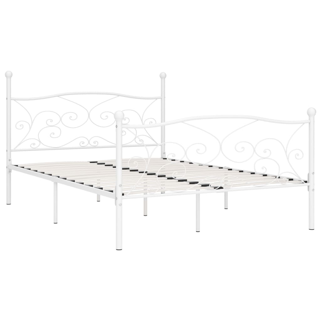 Sengeramme med spilebase hvit metall 140x200 cm