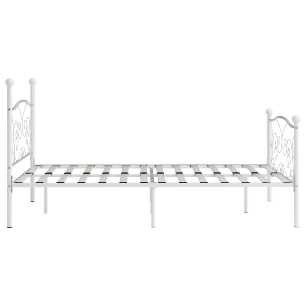 Sengeramme med spilebase hvit metall 140x200 cm