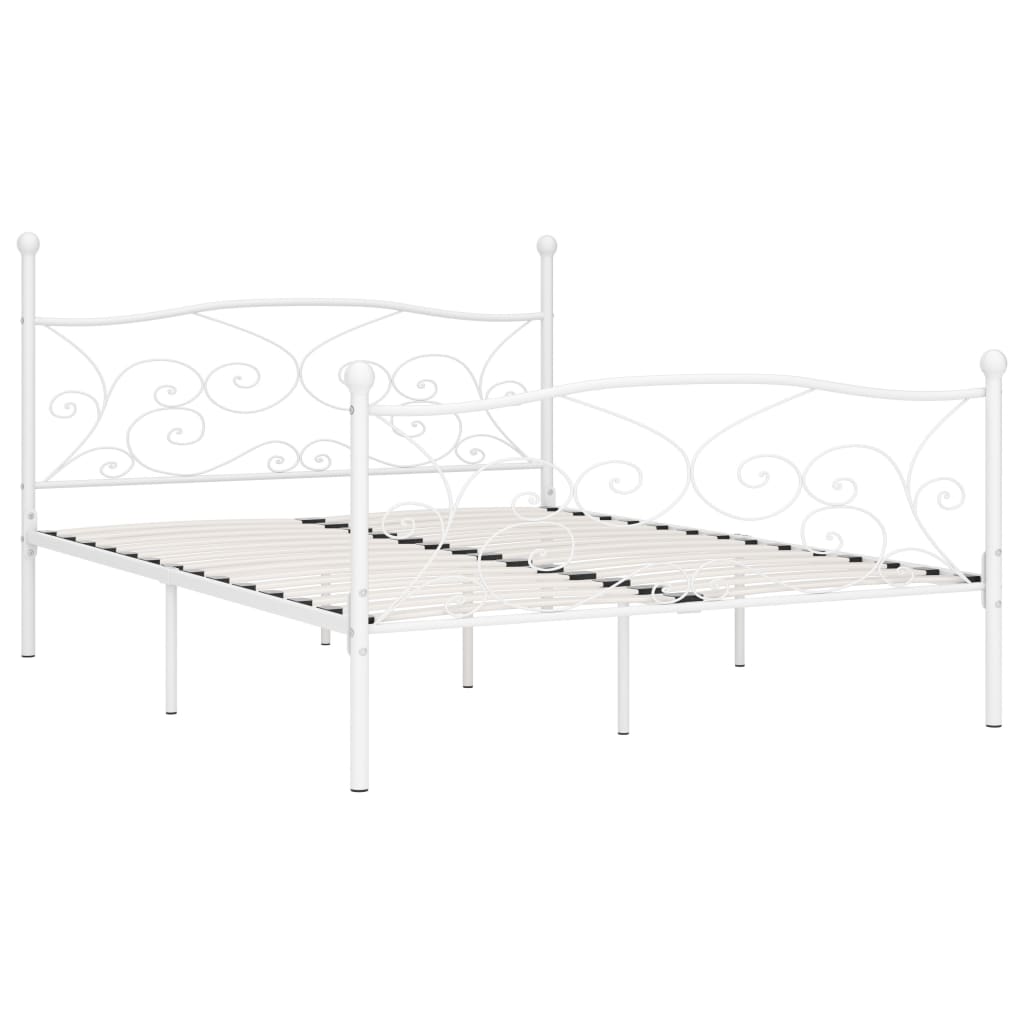 Sengeramme med spilebase hvit metall 180x200 cm