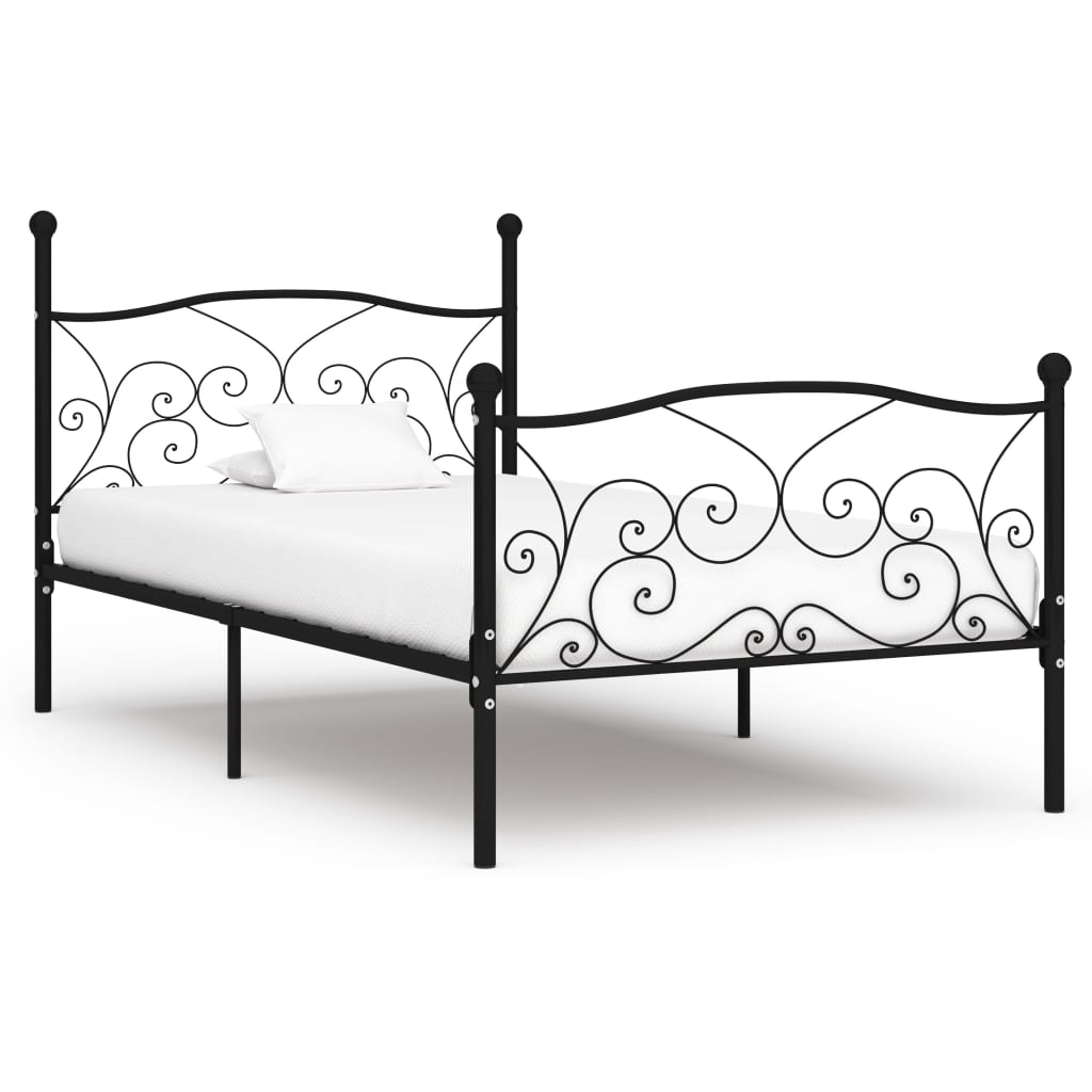 Sengeramme med spilebase svart metall 100x200 cm