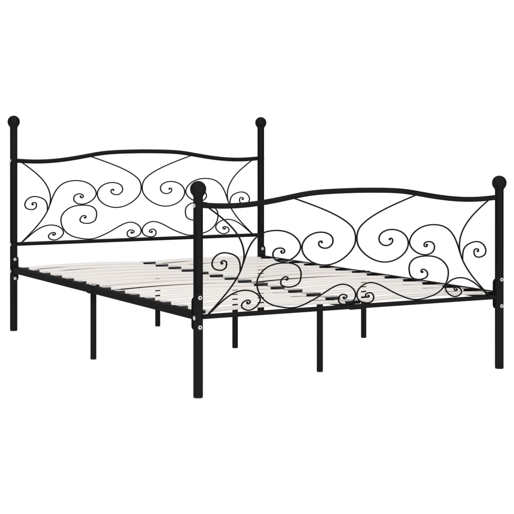 Sengeramme med spilebase svart metall 140x200 cm