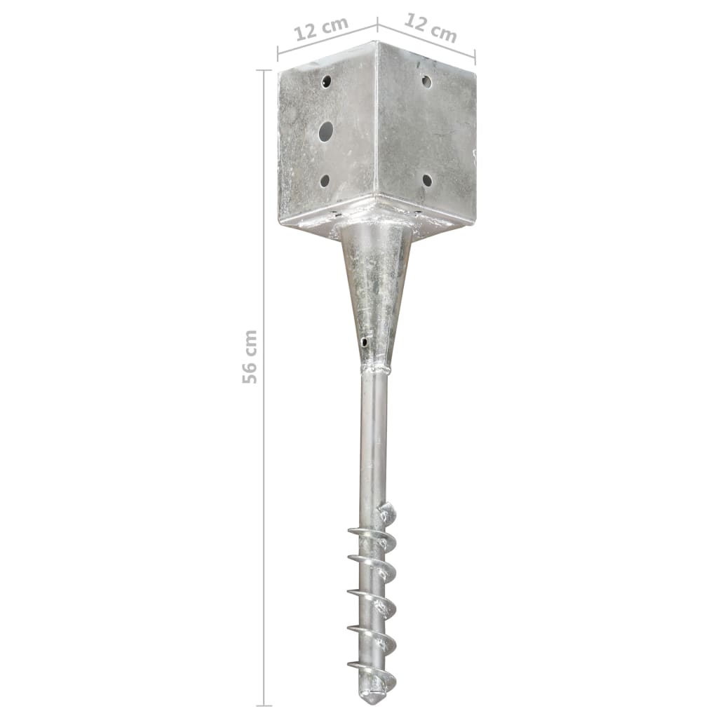 Jordspyd 2 stk sølv 12x12x56 cm galvanisert stål