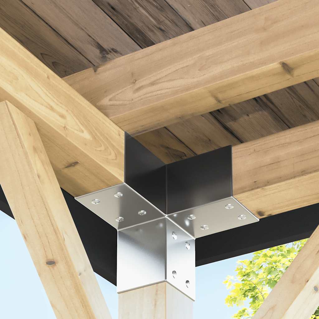 Stolpesko 4 stk Y-form galvanisert metall 71x71 mm