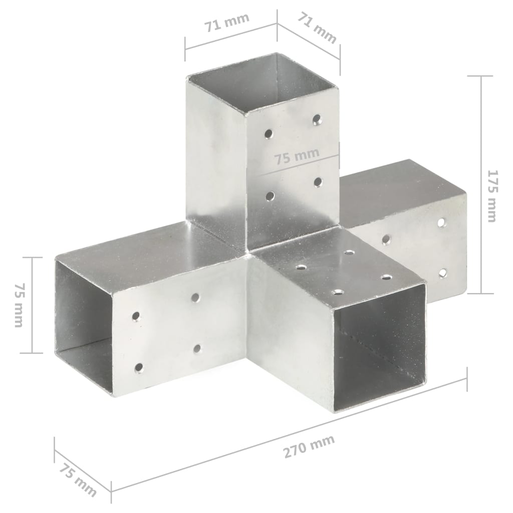 Stolpesko X-form galvanisert metall 71x71 mm